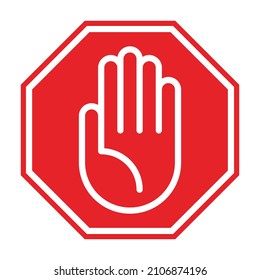 No entry hand sign on white background 