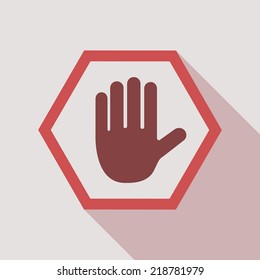 No entry hand sign on white background 