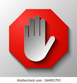 No entry hand sign on white background