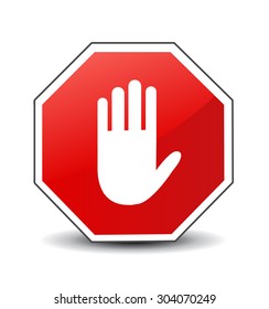 No entry hand sign on white background