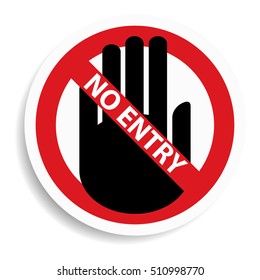 No entry hand sign on white background.vector illustration