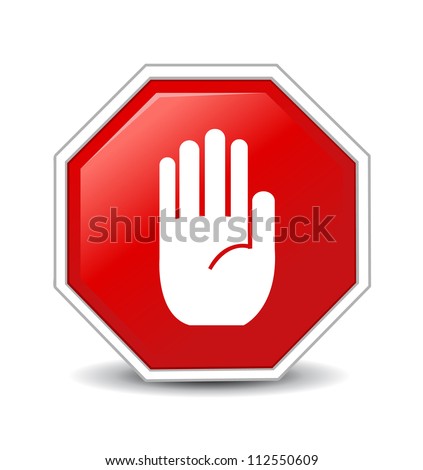 No entry hand sign on white background