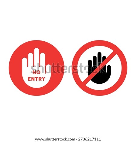 No entry hand warning sign. Vector illustration