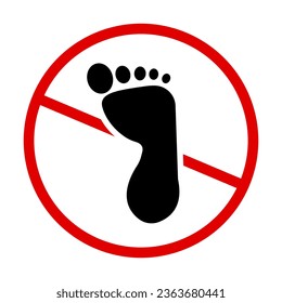 No entry human footprint icon. Vector.