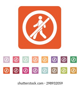 The no entry icon. Disallowed and danger, warning symbol. Flat Vector illustration. Button Set