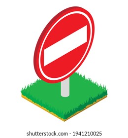 No entry icon. Isometric illustration of no entry vector icon for web