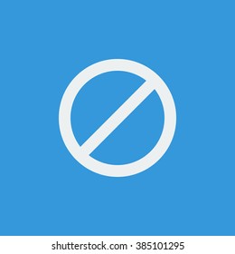 No entry icon, on blue background, white outline, large size symbol