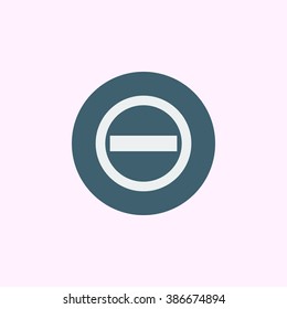 No entry icon, on blue circle background, white outline