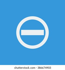 No entry icon, on blue background, white outline, large size symbol