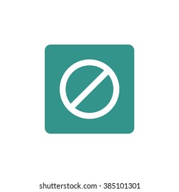 No entry icon, on green rectangle background, white outline