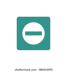 No entry icon, on grey background, dark outline, example text