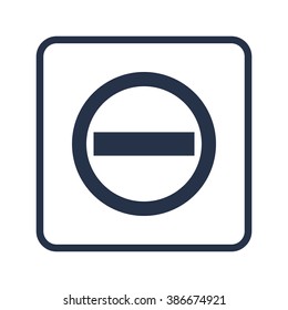 No entry icon, on white background, rounded rectangle border, blue outline