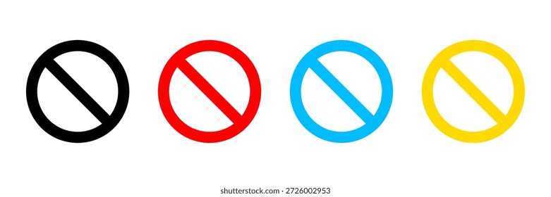 Nenhum ícone de entrada definido isoladamente no plano de fundo branco. Símbolo do Sinal de Proibição. Ilustração de vetor
