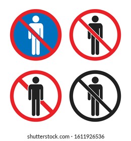 no entry icon set, no people sign with man silhouette