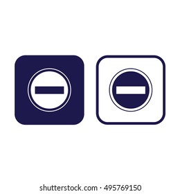 No entry icon vector sign. Blue and white