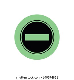 No entry icon vector sign. Green button. Green circle