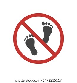 No Entry informational sign. Do not enter. Human Footprint Prohibition.Vector illustration