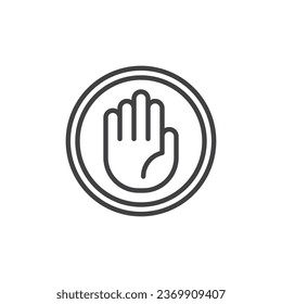 No hay icono de la línea de entrada. Signo de estilo lineal de área restringida para concepto móvil y diseño web. No toque el icono vector de contorno. Símbolo, ilustración del logotipo. Gráficos vectoriales