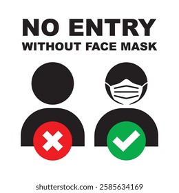 no entry mask without mask symbol vector design illustration