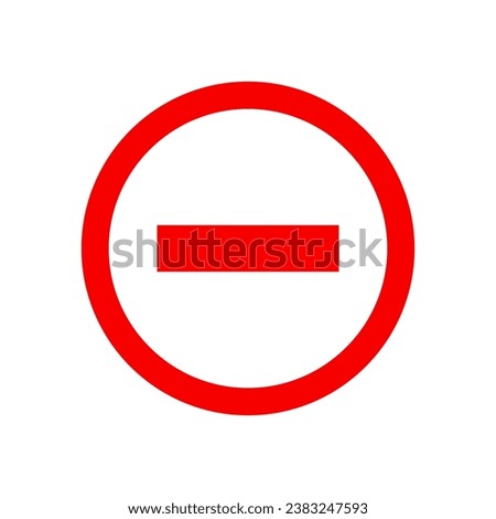No Entry Minus Stop Red Sign Icon Isolated Vector Illustration