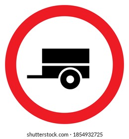 no entrada de vehículos de motor con remolque, señal de carretera, icono vector	