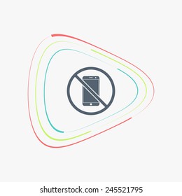 No entry with a phone. Prohibitory sign. Mobile phone with touchscreen. Flat design style. Made in vector