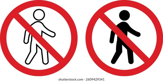 No entry prohibited sign icon set. Restriction public sign isolated on transparent background. Universally indicating restriction or prohibition symbols. Authorized personnel only notice sign vector.