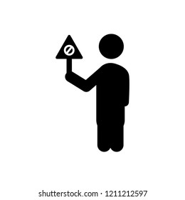  No entry prohibition icon,  Do not touch. Silhouette symbol. Negative space. Vector isolated illustration
