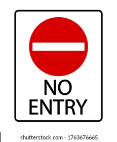 No entry red restriction sign with lettering on white background vector illustration