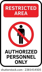 No Entry Restricted Area. Authorized Personnel Only Prohibited Sign vector illustration