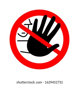 No entry restricted or maintenance area forbidden sign - crossed out human hand - isolated vector prohibition sign
