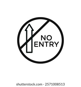 No entry road sign flat line symbol set.