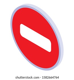 No entry road sign icon. Isometric of no entry road sign vector icon for web design isolated on white background