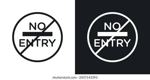 Icono de señal de carretera sin entrada diseñado en un estilo de línea sobre fondo blanco.