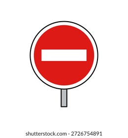 Ningún icono de la señal de tráfico de la entrada aislado en el fondo blanco con estilo limpio del Vector