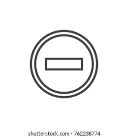 No entry road sign line icon, outline vector sign, linear style pictogram isolated on white. Symbol, logo illustration. Editable stroke