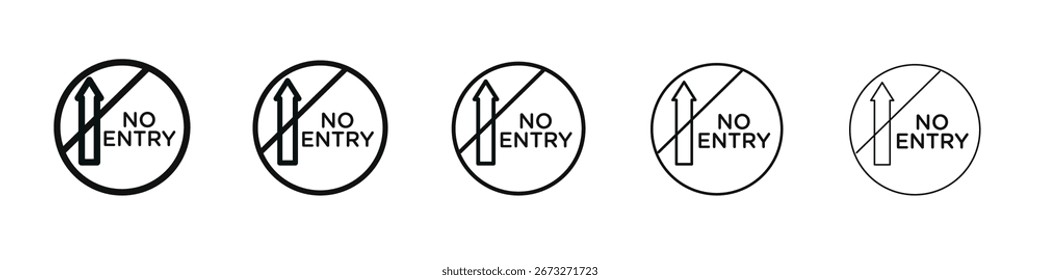 No hay entrada de señalización de carretera Vector esquema conjunto ilustración signo