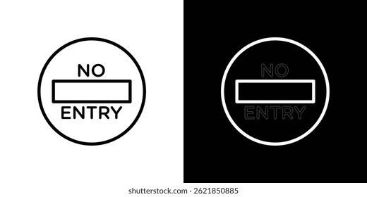 No entry road signs concept stroke on white background