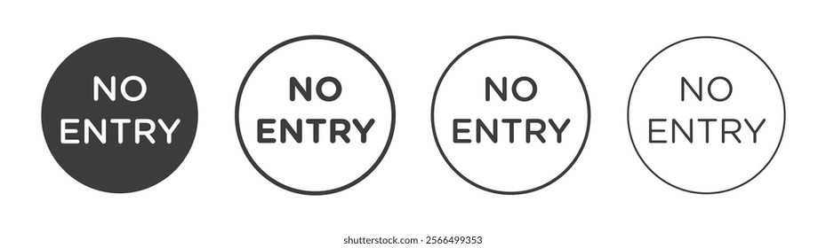 No entry road signs flat and linear vector illustration on white background.