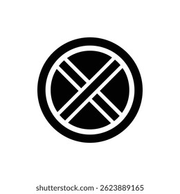 No Entry Road Symbol Icon - Black Filled