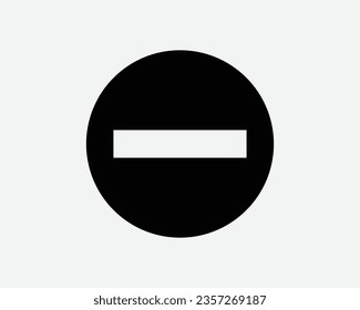No Entry Sign Do Not Enter Prohibited Road Traffic Signboard Signage Round Circle Black White Vector Clipart Graphic Illustration Artwork Sign Symbol