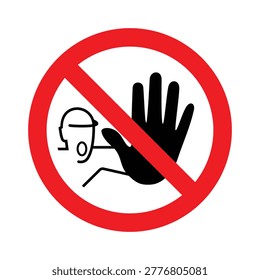 No entry sign, forbidden access symbol, stop hand gesture icon isolated on white background