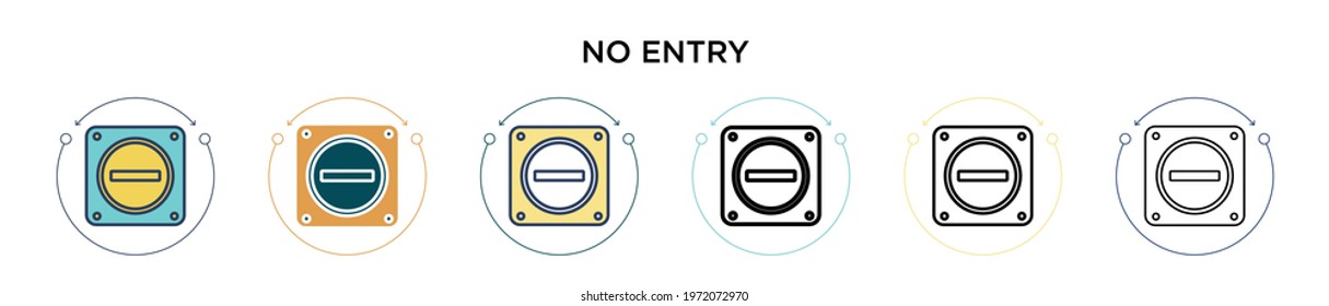 No entry sign icon in filled, thin line, outline and stroke style. Vector illustration of two colored and black no entry sign vector icons designs can be used for mobile, ui, web