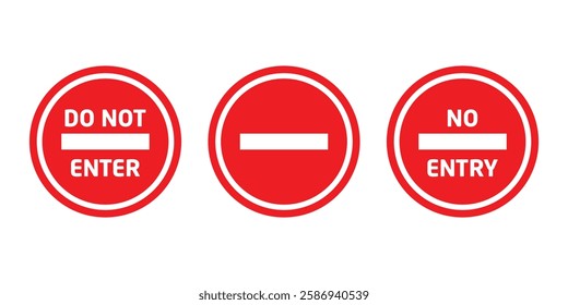 No Entry Sign Icon Set.