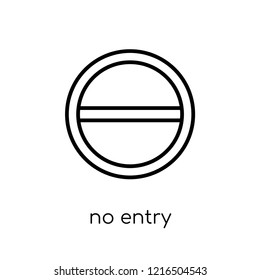 No entry sign icon. Trendy modern flat linear vector No entry sign icon on white background from thin line traffic sign collection, editable outline stroke vector illustration
