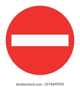 No entry sign, line with red background