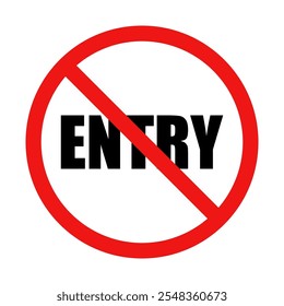 No Entry Sign on White Background