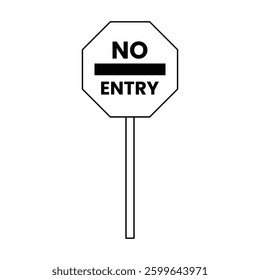 No Entry Sign Outline Icon Illustration on White Background