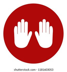 No entry sign in red circle, Two stop hands, Vector icon