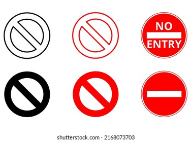 no entry sign set isolated on white background